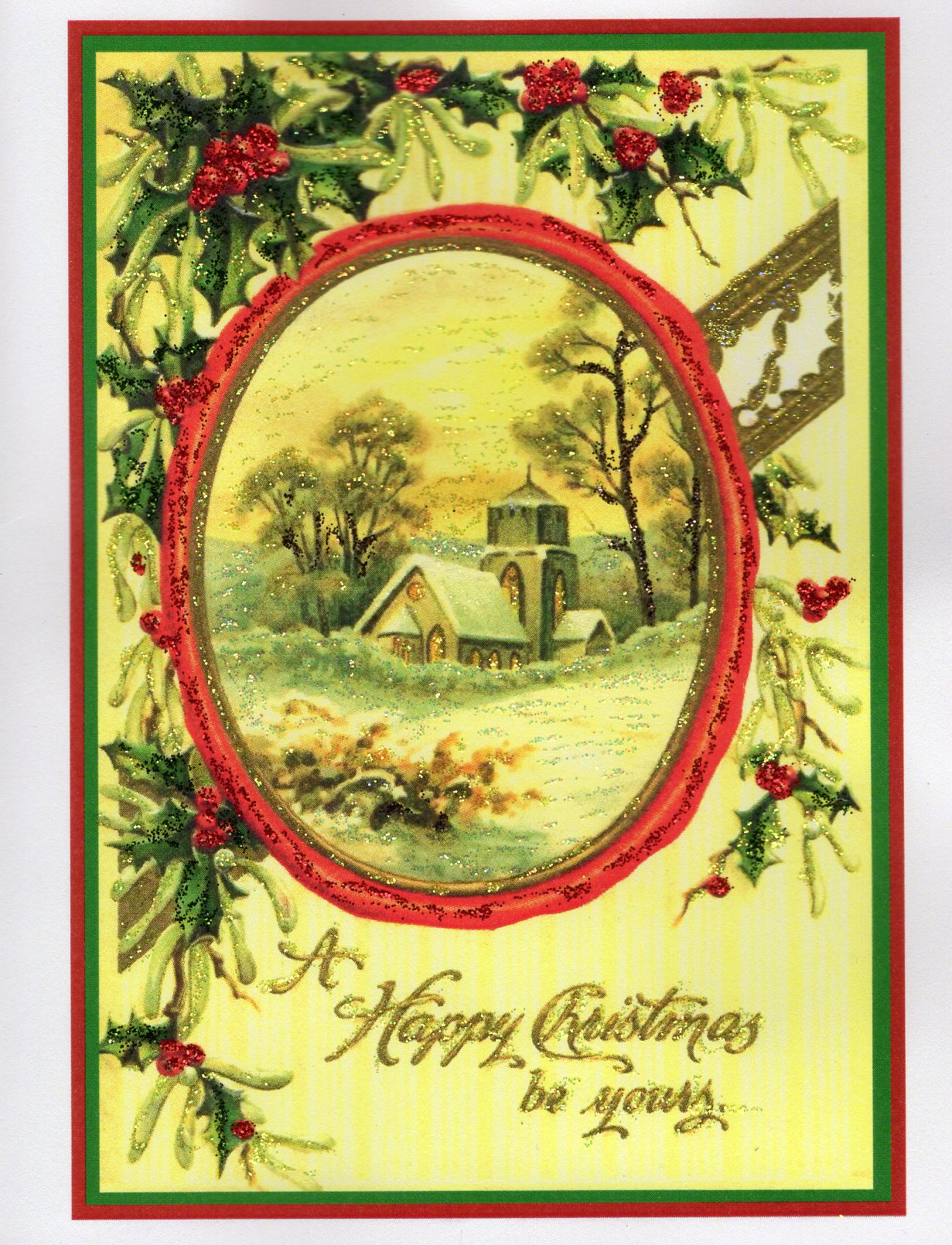 A Happy Christmas Be Yours Glitter Card