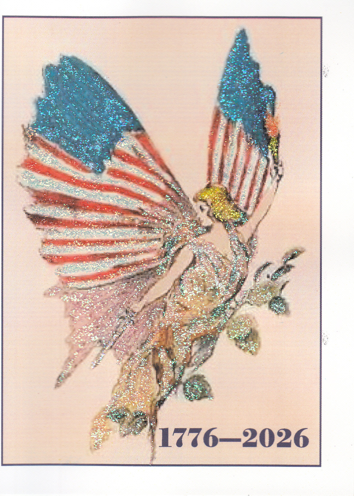 American Liberty Angel ~ Patriotic Glitter Card