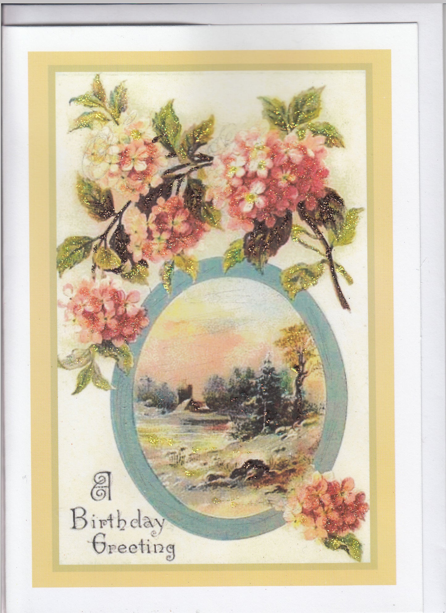 A Birthday Greeting Hydrangeas Glitter Card