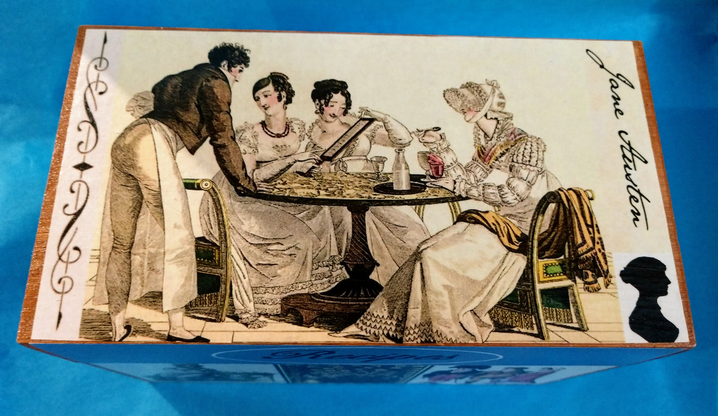 Jane Austen Recipe Box-wood, paper : 6.5 x 4.5"