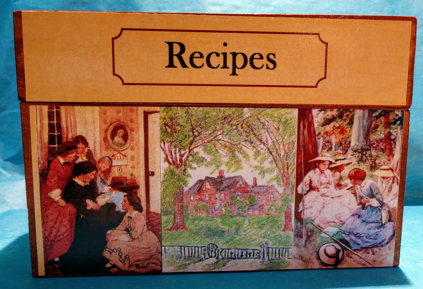 Little Women Recipe Box-wood & paper : 6.5 x 4.5"