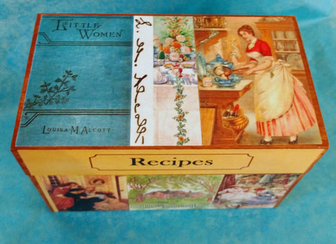 Little Women Recipe Box-wood & paper : 6.5 x 4.5"