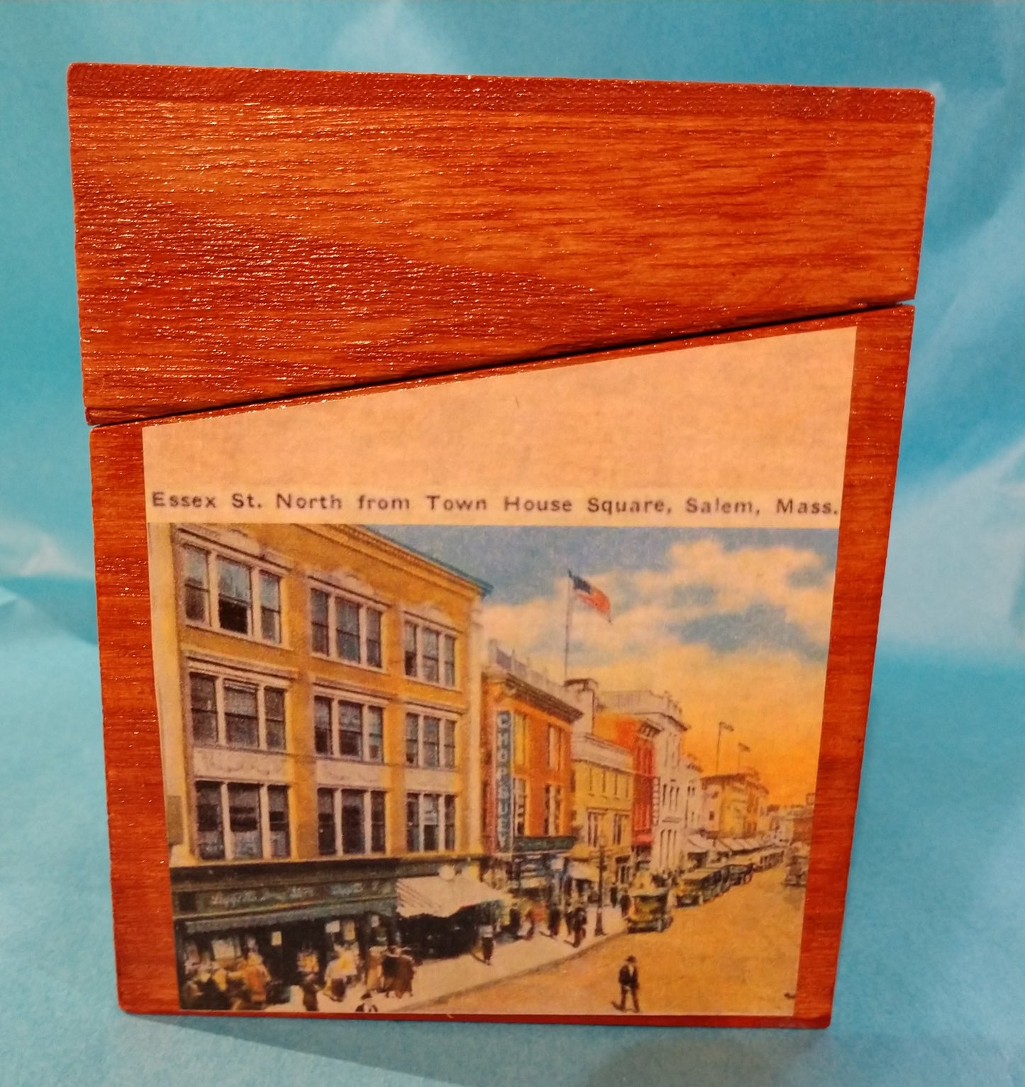 Historic Salem Recipe Box-wood & paper : 6.5 x 4.5"