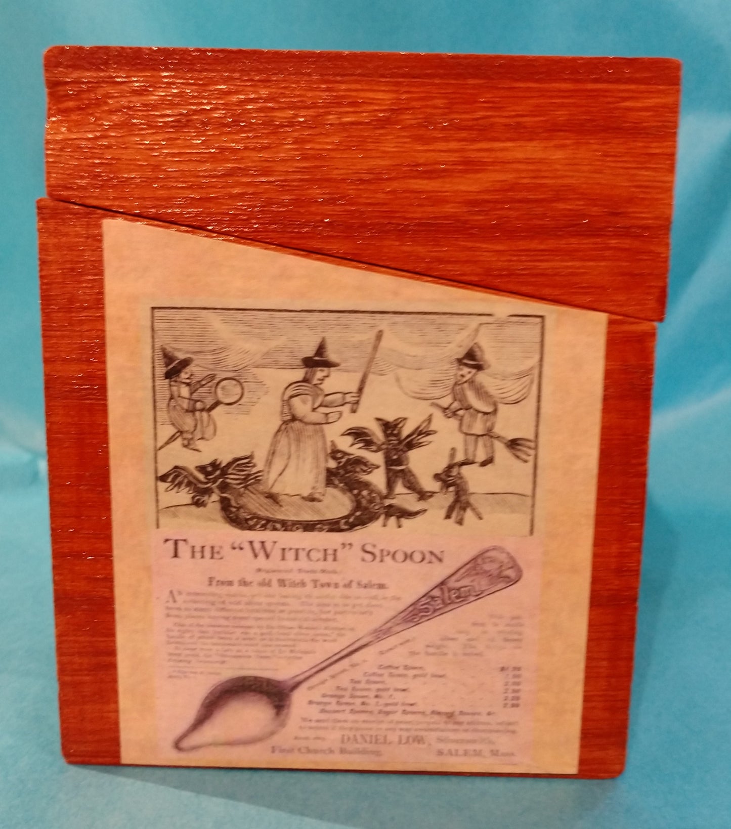 Historic Salem Recipe Box-wood & paper : 6.5 x 4.5"