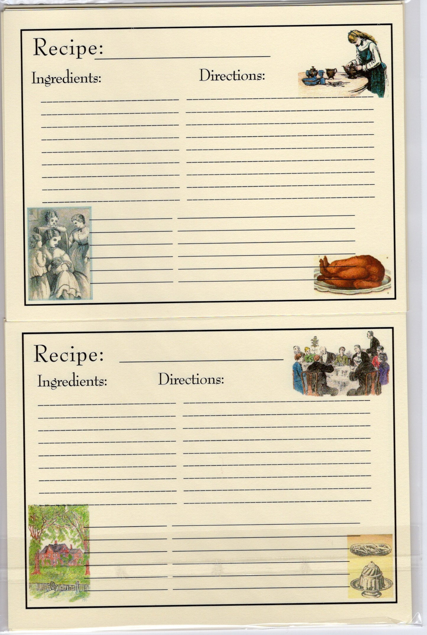 Recipe Cards Pack ~ Little Women -16 cards 4.25 x 5"