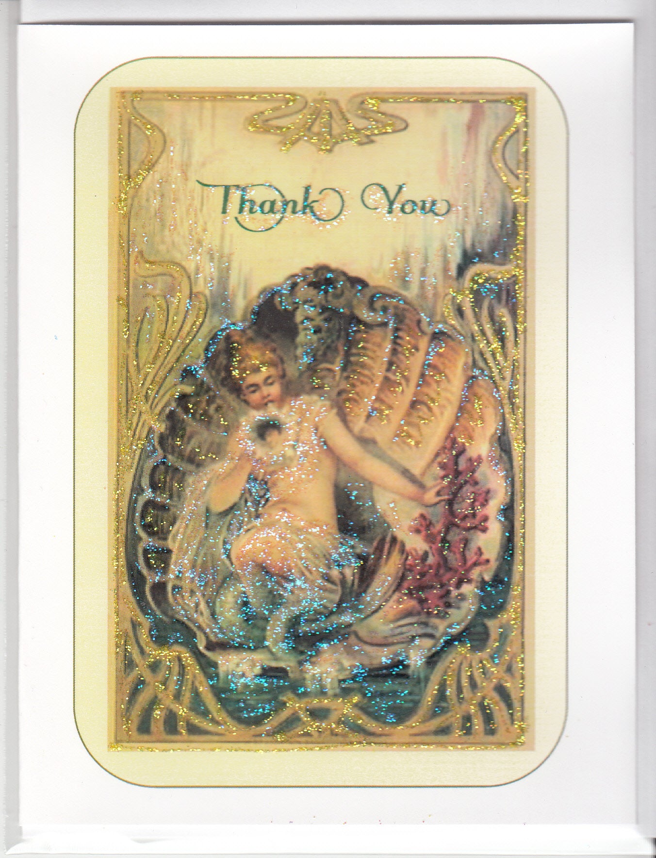 Mermaid THANK YOU Glitter Card