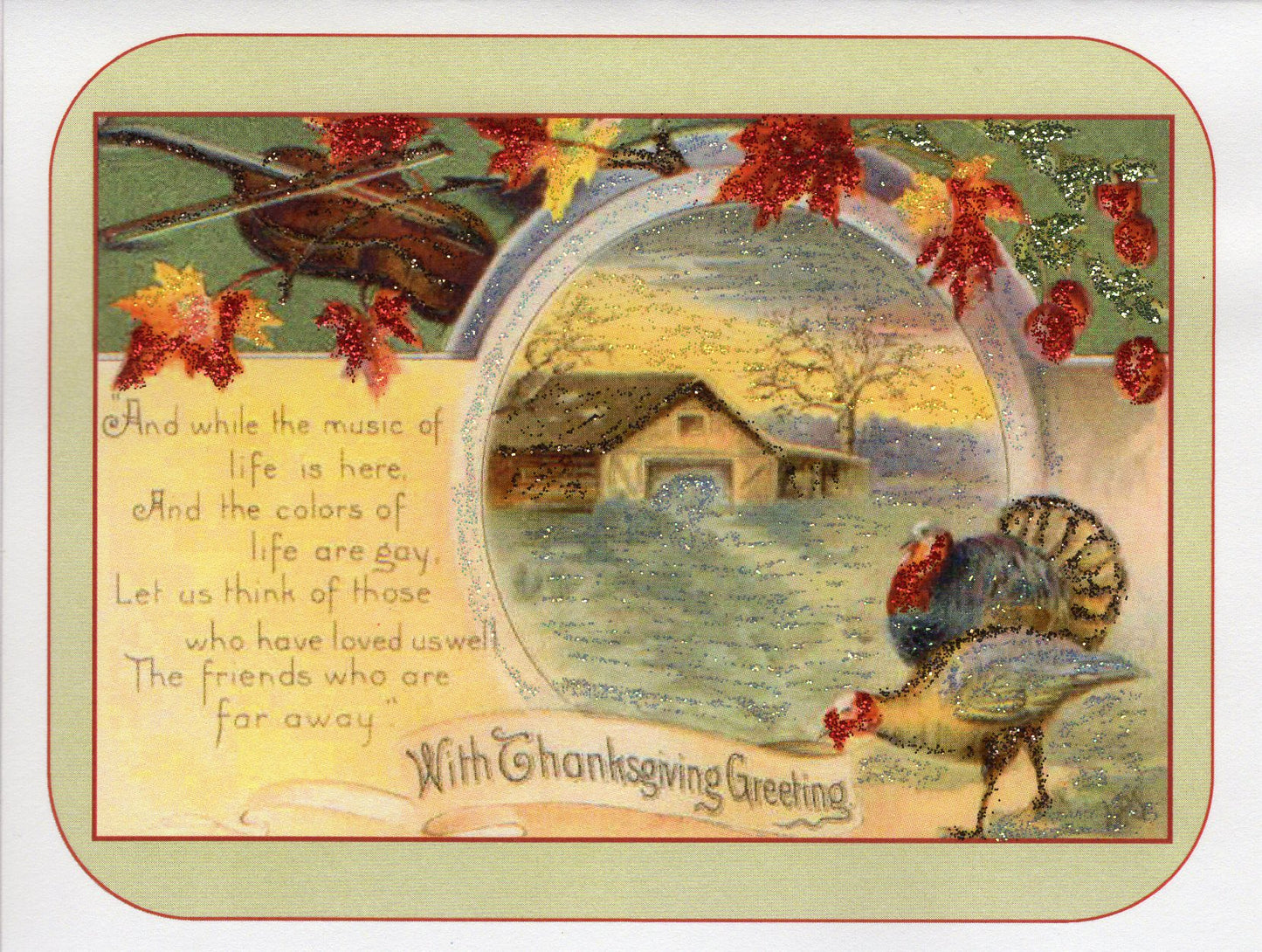 Music of Life Thanksgiving Glitter Card