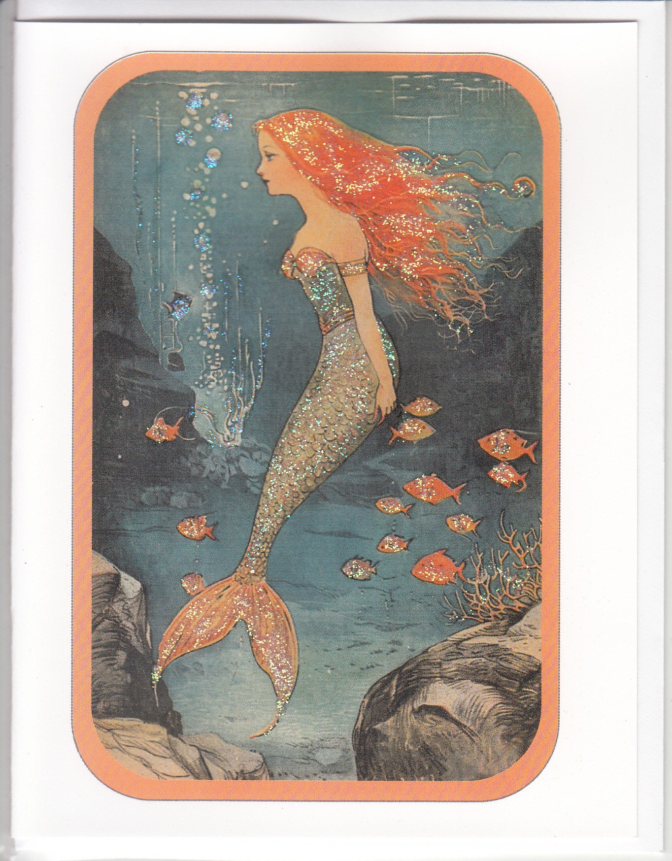 Naia Among the Fish Mermaid Glitter Note Card