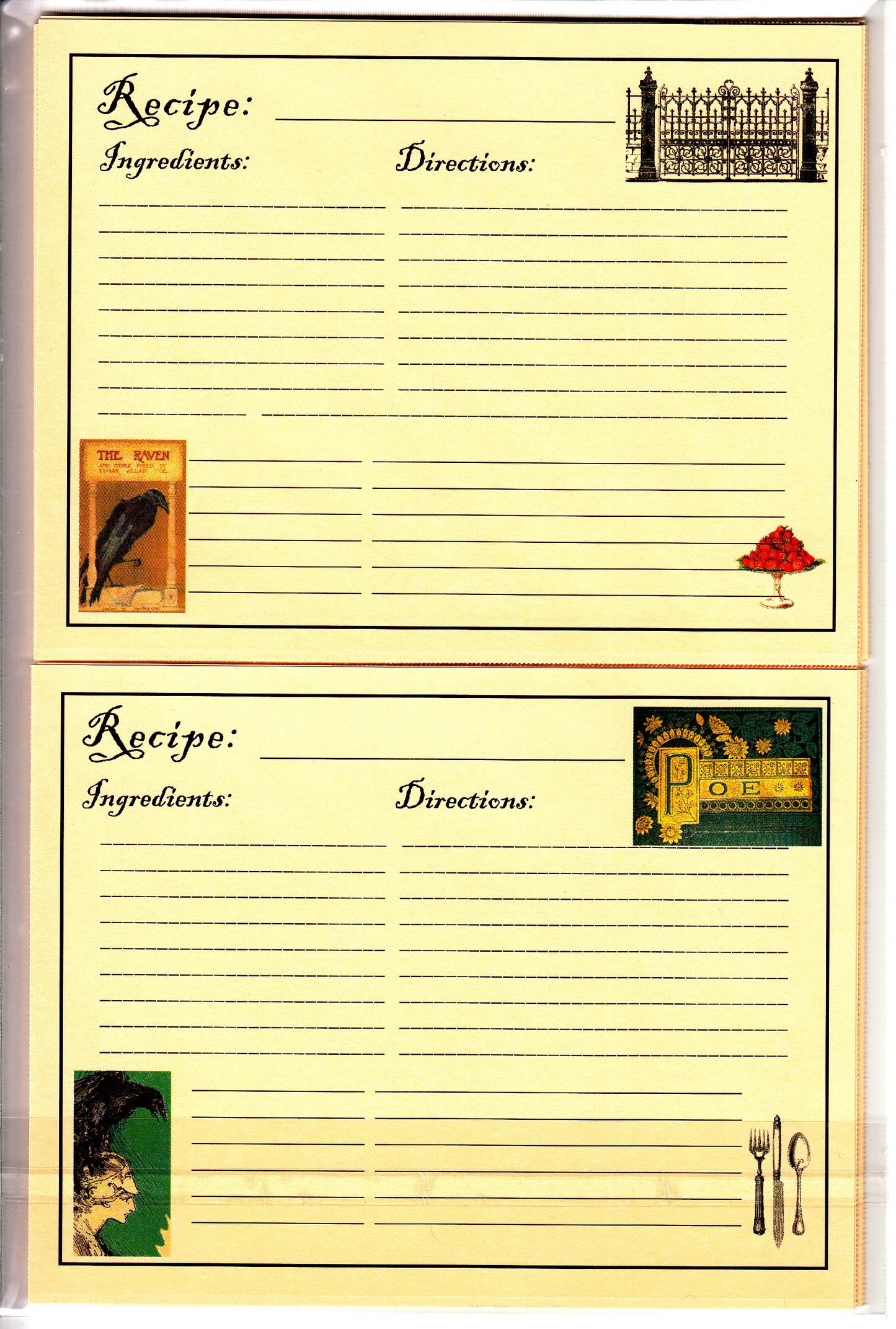 Recipe Cards Pack ~ Edgar A. Poe ~ 16 cards