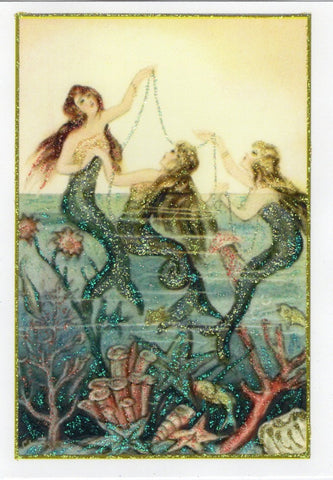 Dancing on Surface Mermaids Glitter Card
