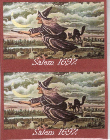 Salem 1692 Flying Witch Stickers ~ Pack of 4