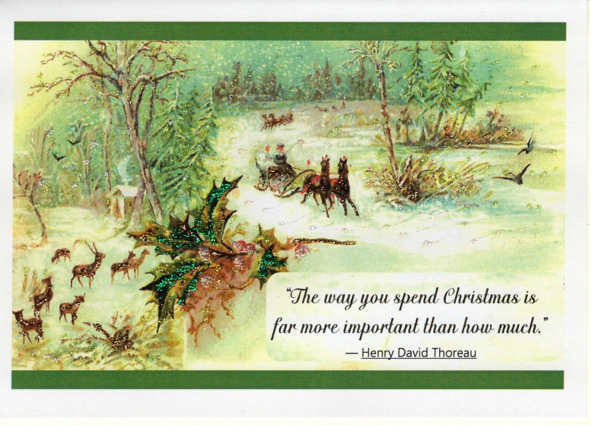 Thoreau Quote Glitter Christmas Card
