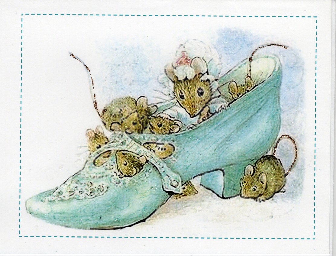 Miss Mouse in a Slipper Glitter Card