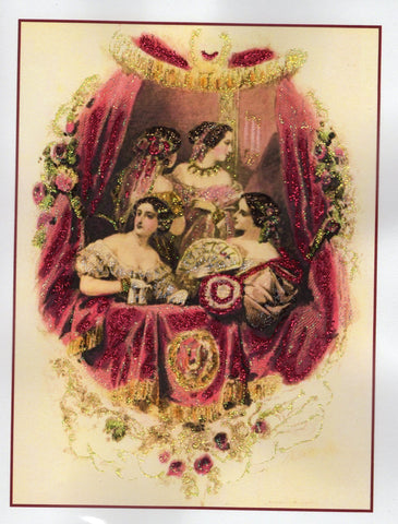 At the Theatre ~ 1860s Glitter Card ~ 5x7 blank