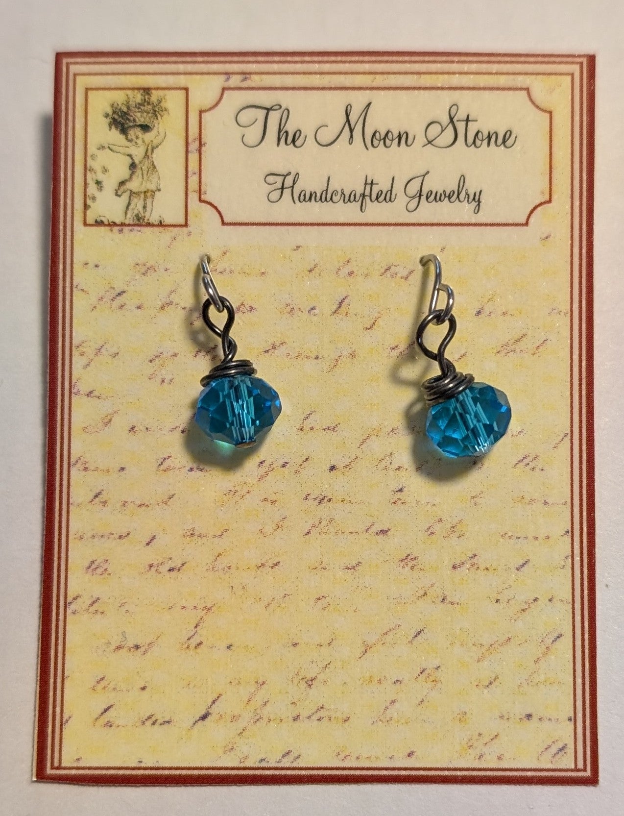 Aqua Rondelle Earrings