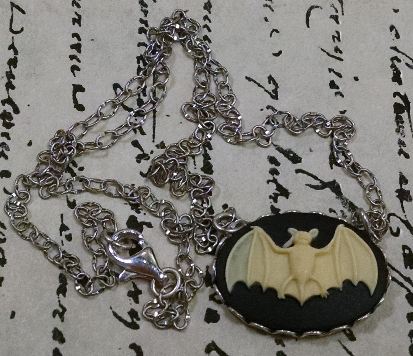 Victorian Bat Cameo Necklace