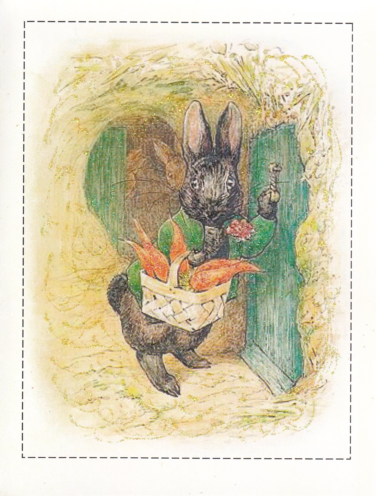 Black Rabbit Brings Carrots Glitter Card