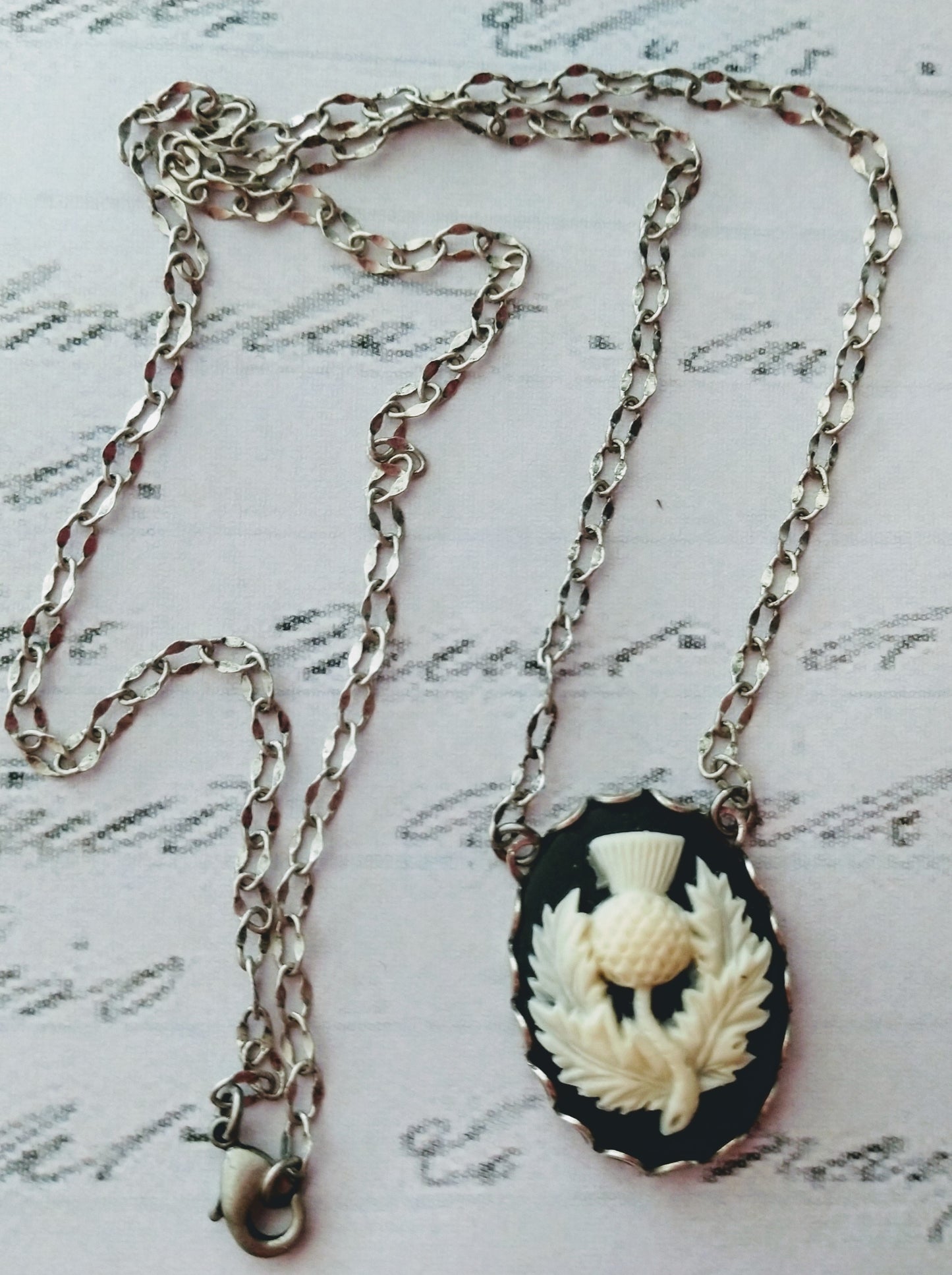 Scottish Thistle Cameo Necklace