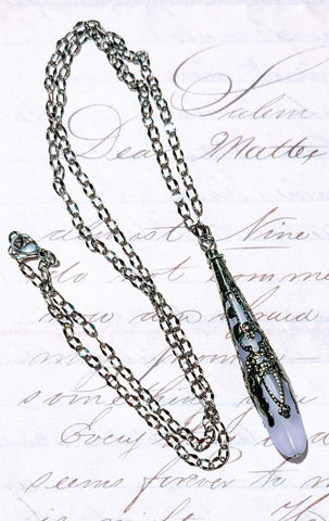 1920s Sea Glass Drop Necklace ~ Light Lavender GM