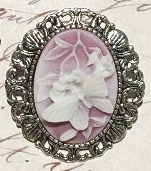 Mauve Butterfly Cameo Pin with Bail