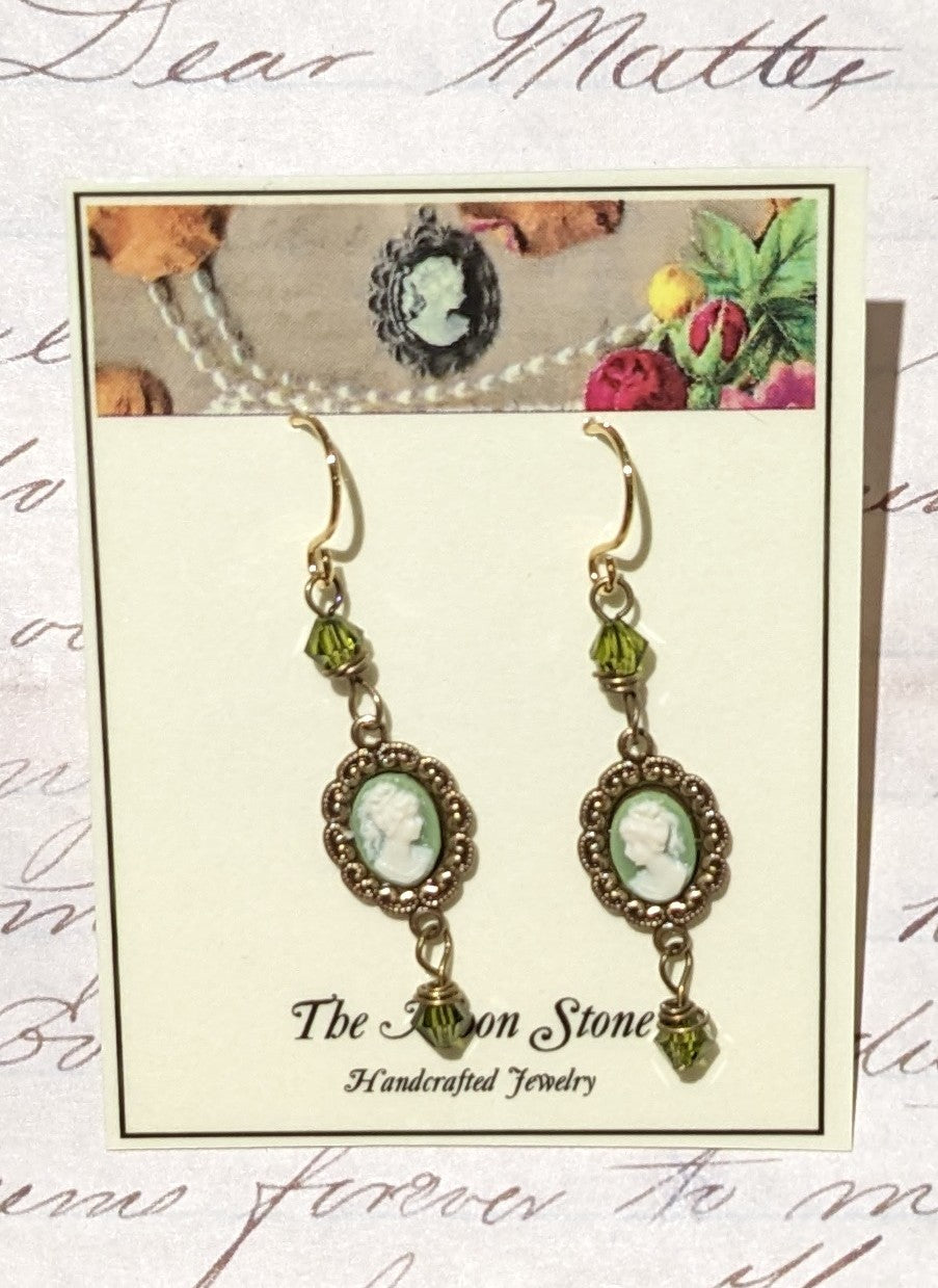 Antique Brass Cameo Earrings