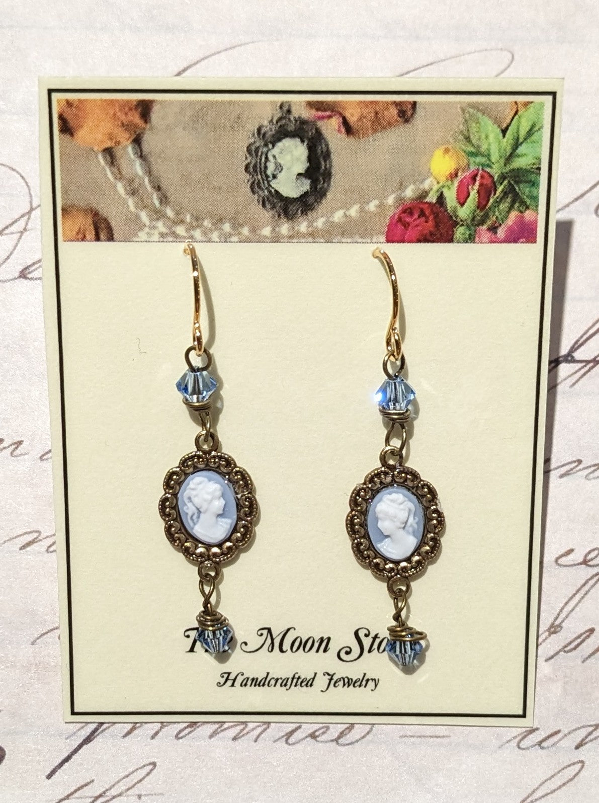 Antique Brass Cameo Earrings