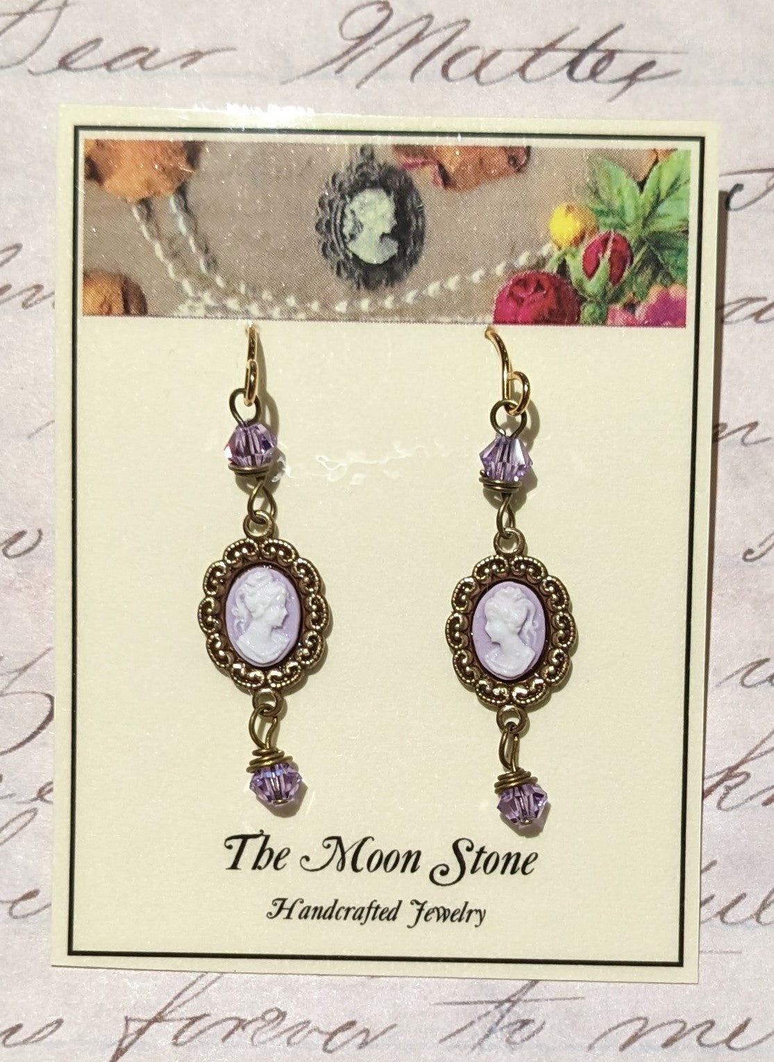 Antique Brass Cameo Earrings