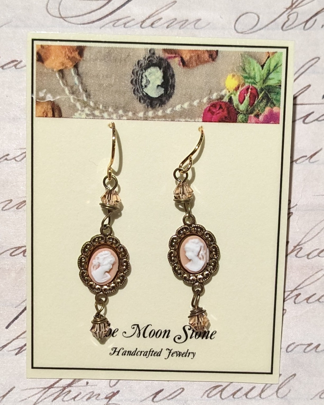 Antique Brass Cameo Earrings