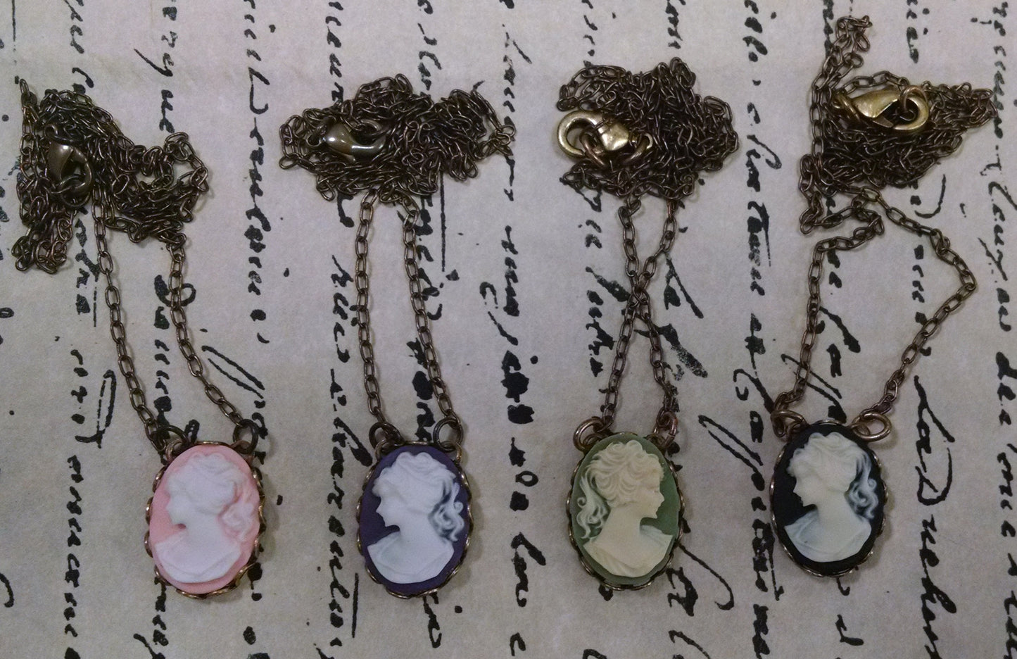 Victorian Brass Cameo Necklace