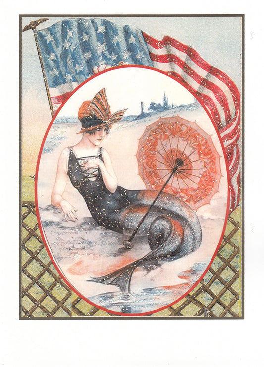 1920s Liberty Mermaid Glitter Card