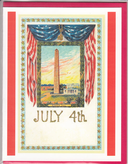 July 4th.~Bunker Hill Monument Glitter Card