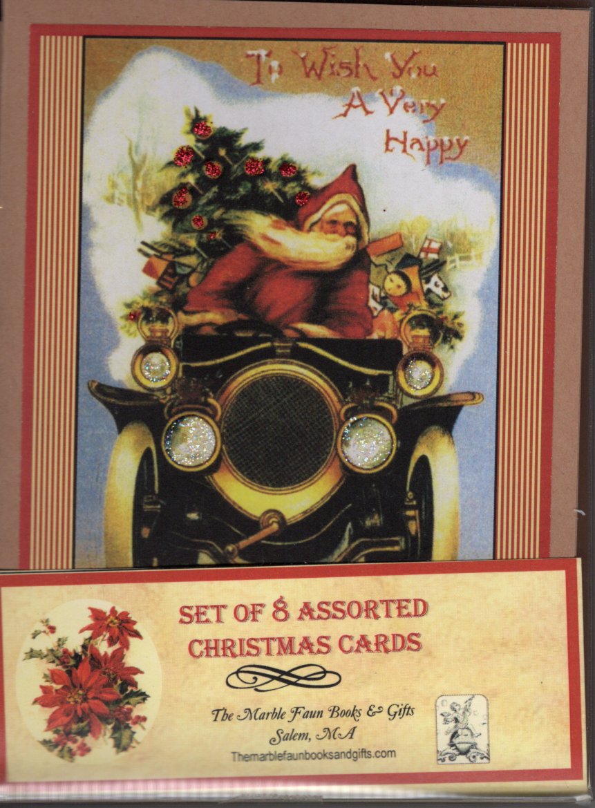 SET OF 8 ASSORTED CHRISTMAS CARDS-glitter blank : set of 8