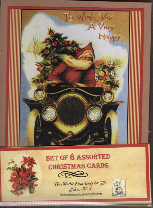 SET OF 8 ASSORTED CHRISTMAS CARDS-glitter blank : set of 8