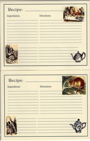 Recipe Cards Package Alice in W-16 cards : 4.25 x 5