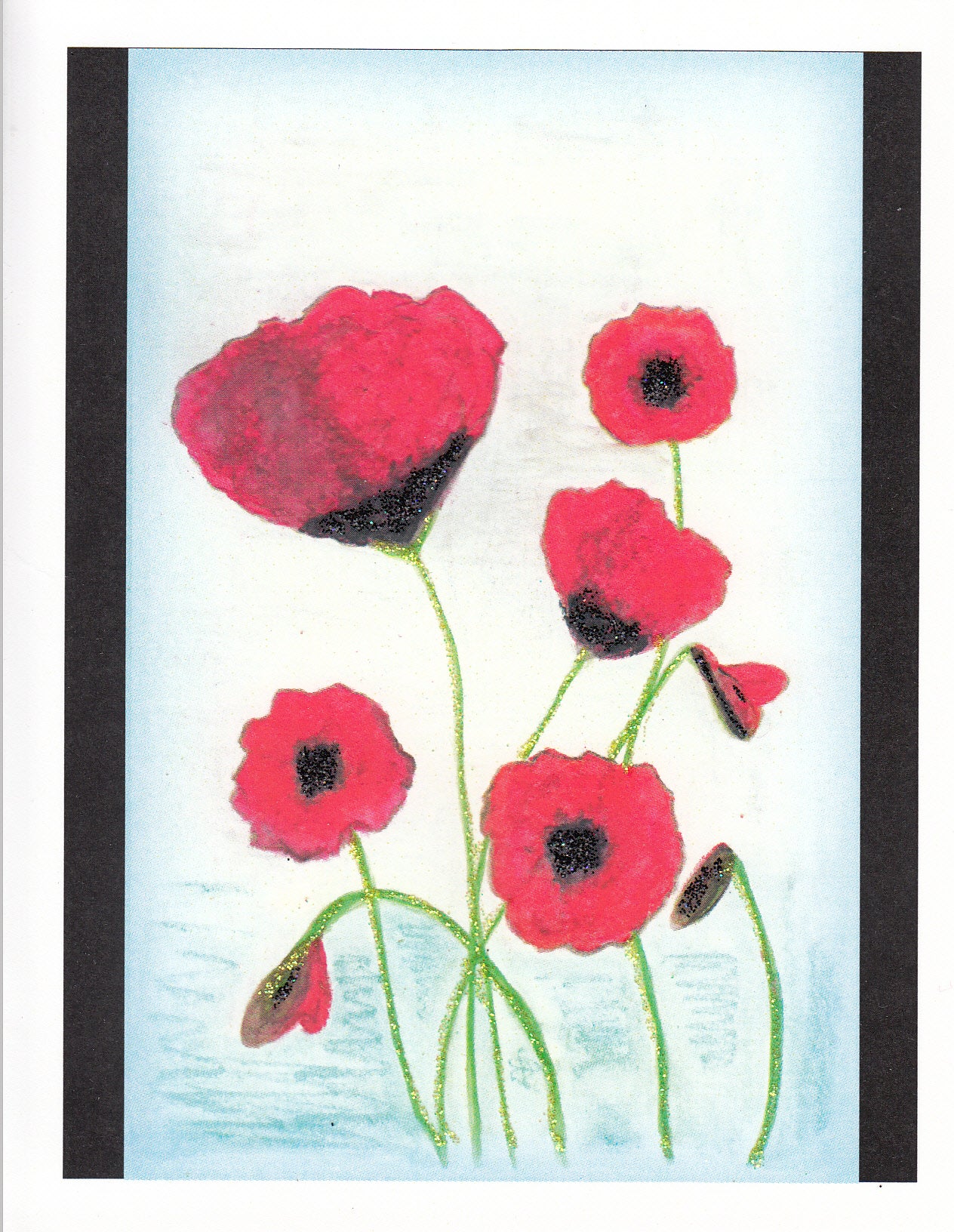 Anne's Poppies Glitter Card