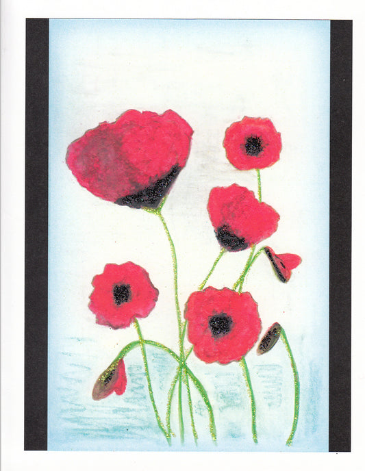 Anne's Poppies Glitter Card
