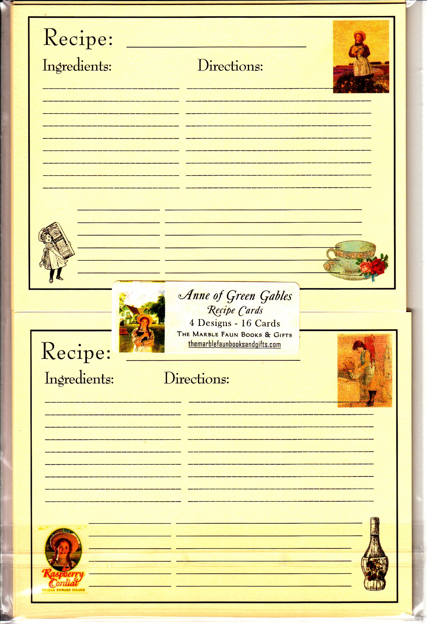 Recipe Cards Pack ~ Anne of Green Gables-16 cards : 4.25" x 5"