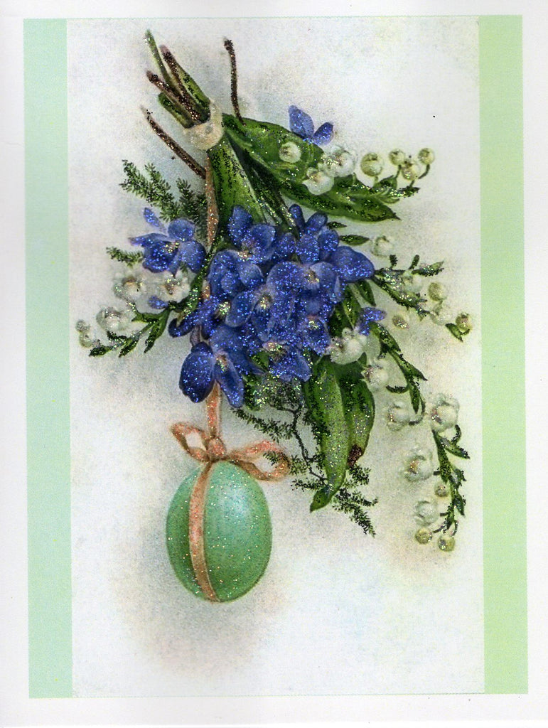 Bouquet of Lilies of the Valley & Easter Egg Glitter Card