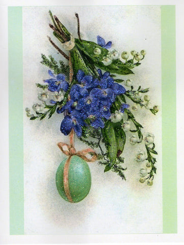 Bouquet of Lilies of the Valley & Easter Egg Glitter Card