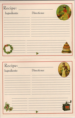 Recipe Cards Package~Christmas-16 cards/4de : 4.25 x 5"
