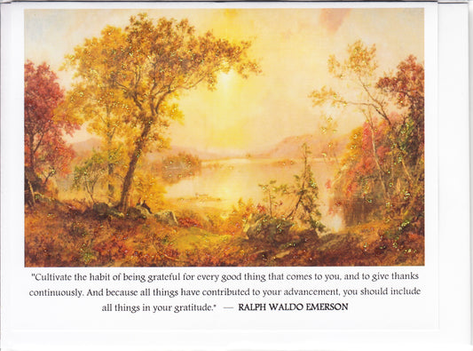 Emerson Thanksgiving Glittered Quote Card