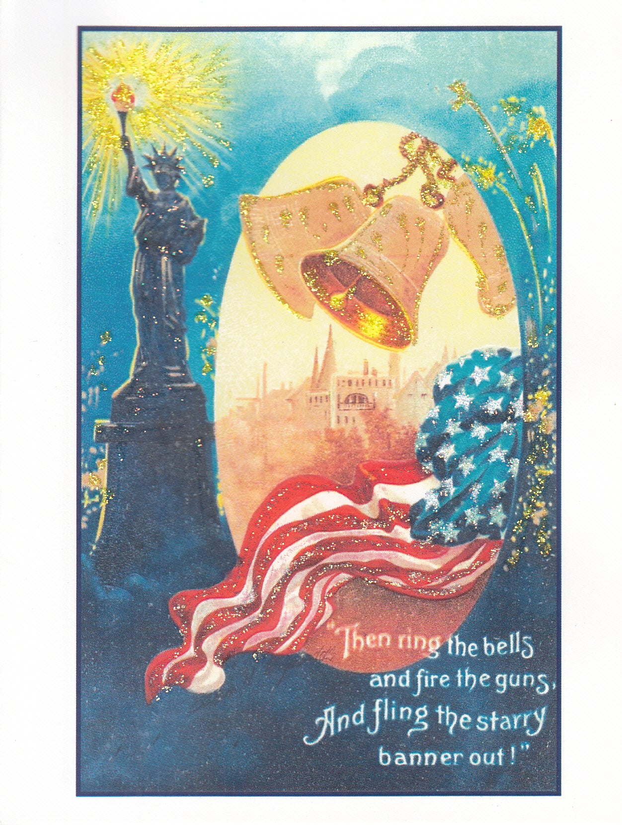 Fling the Starry Banner Glitter Card