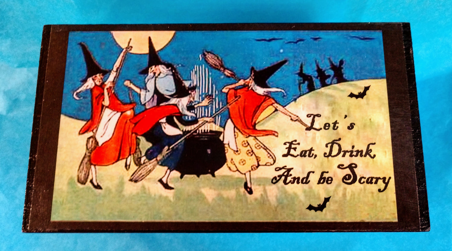 Bewitched Recipe Box-wood, paper : 6.5 x 4.5"