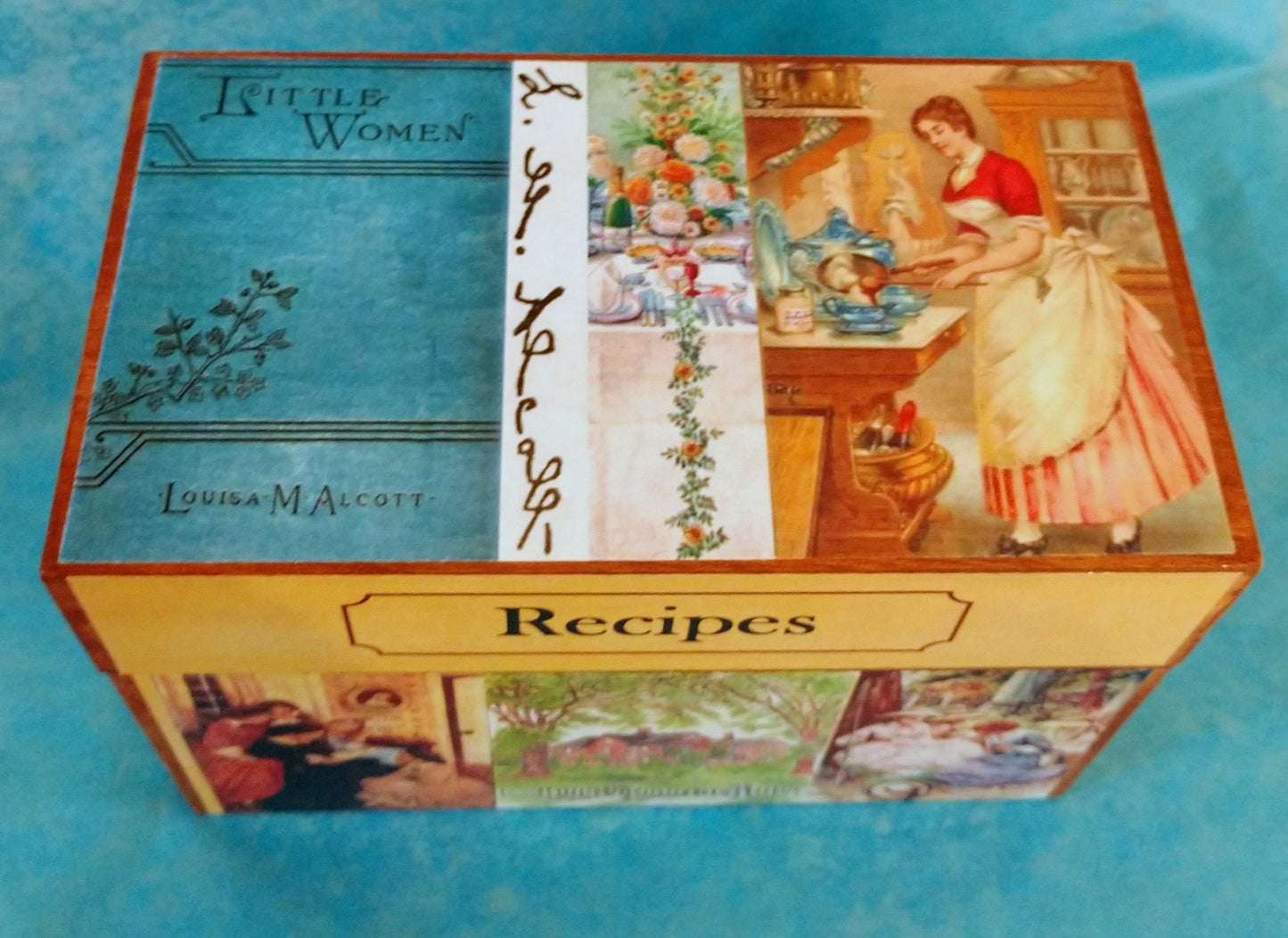 Little Women Recipe Box-wood & paper : 6.5 x 4.5"