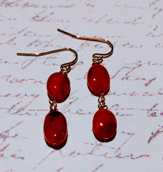 Carnelian Talisman Double Drop Earrings