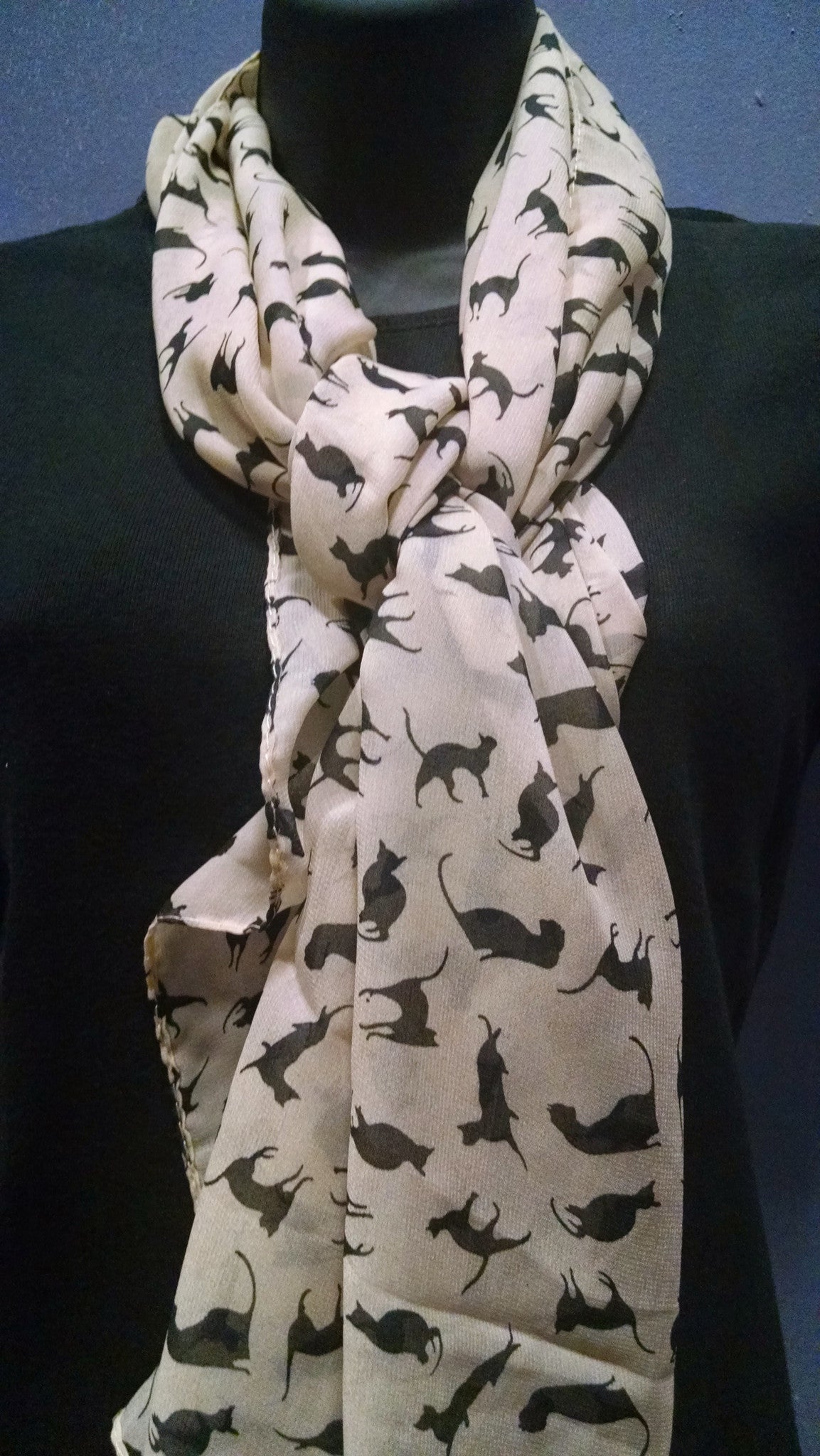 Cat Chiffon Scarf Black