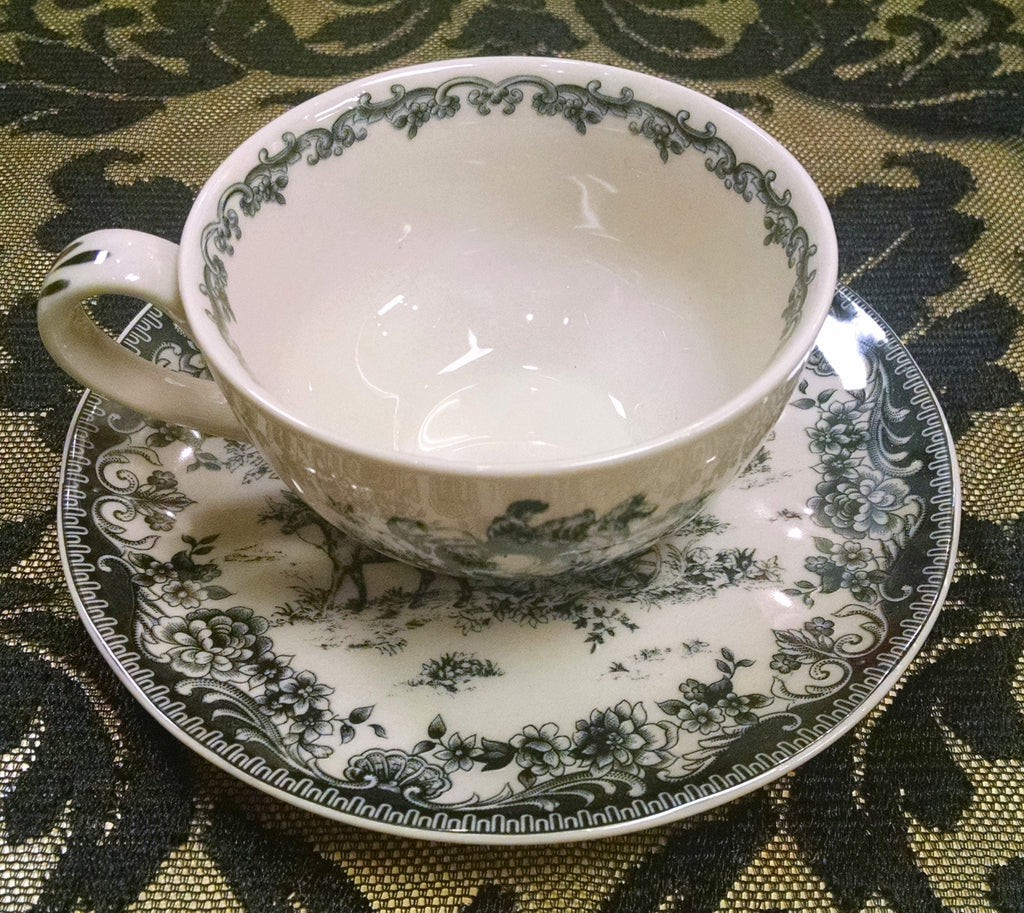 Black & White Cup & Saucer 5-1/2"porcelain