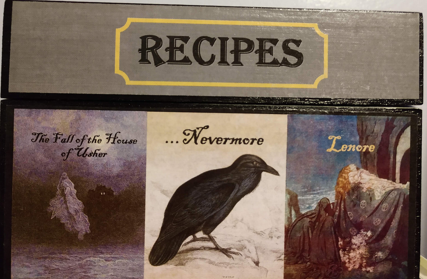 Edgar Allan Poe Recipe Box-paper & wood : 6.5 x 4.5"
