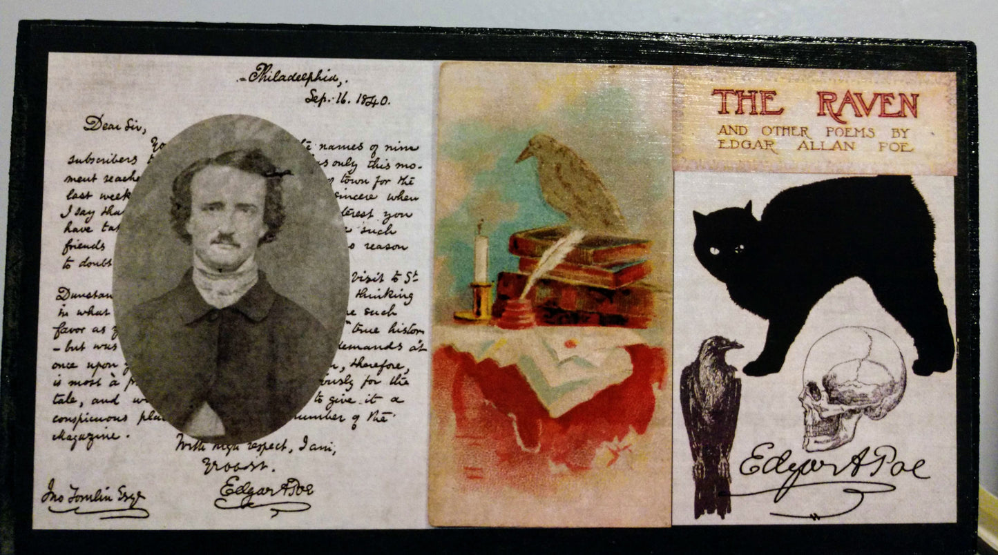 Edgar Allan Poe Recipe Box-paper & wood : 6.5 x 4.5"