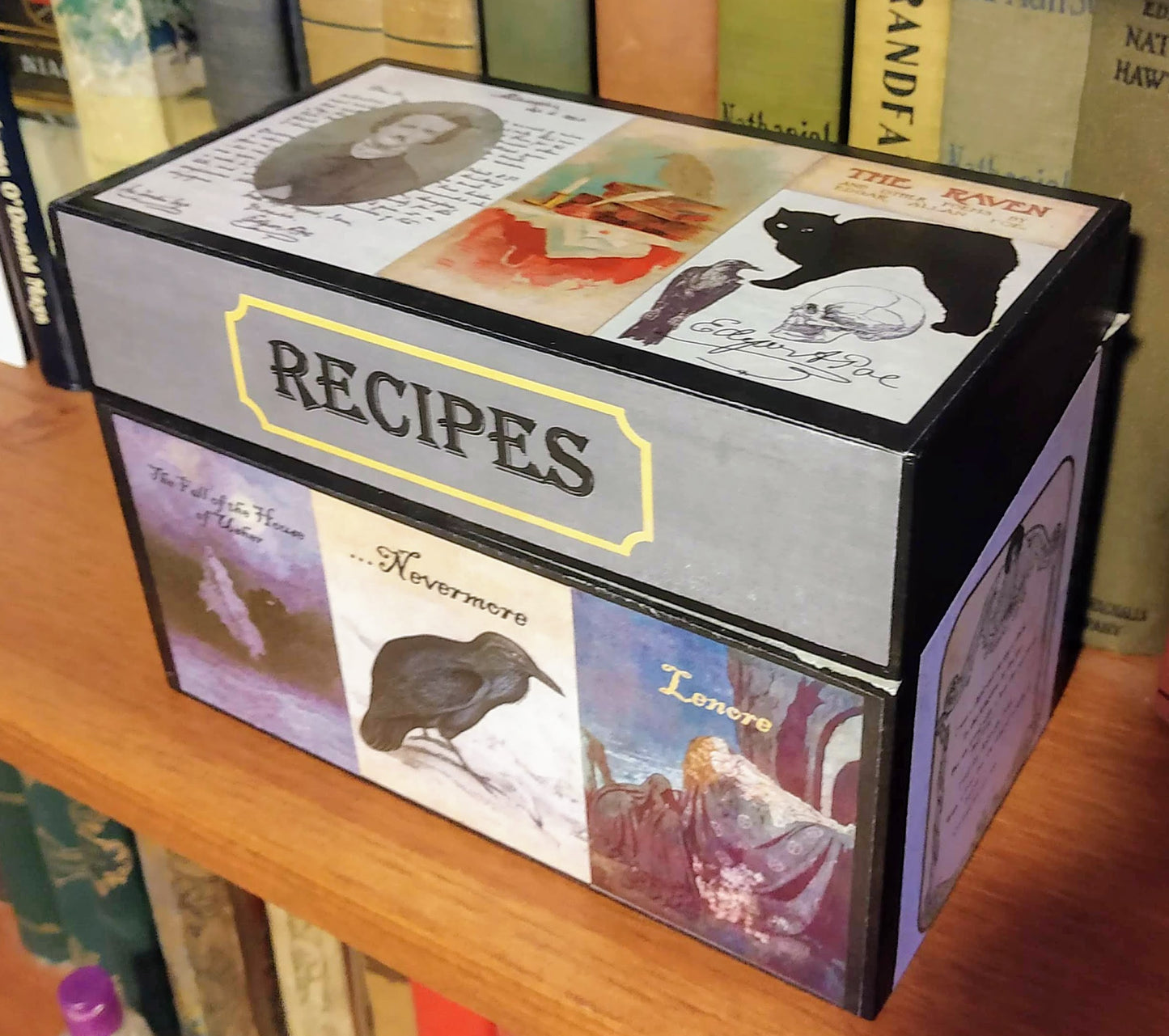 Edgar Allan Poe Recipe Box-paper & wood : 6.5 x 4.5"